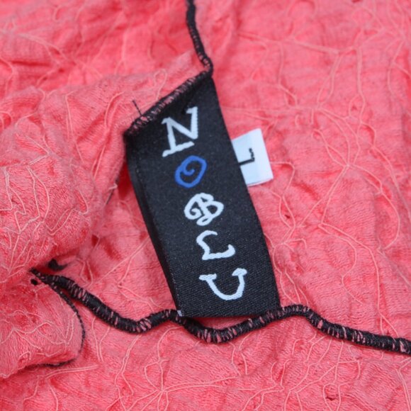 Vtg Y2K Noblu Dress Puckered Coral BlackTrim Tank Dress Art Made in USA sz L 067 - Picture 6 of 6